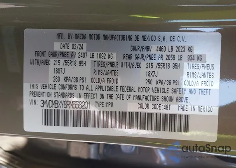 2024 Mazda Cx-30 2.5 Carbon Turbo из США, поврежденный, VIN 3MVDMBXY8RM668201